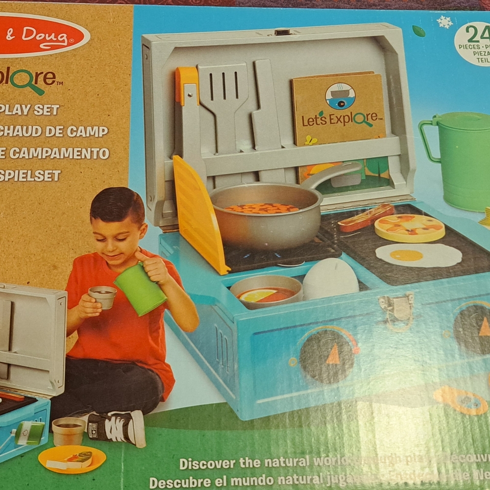 Melissa & Doug Let's Explore Toy Camping Playset - Blue with Yellow Accents